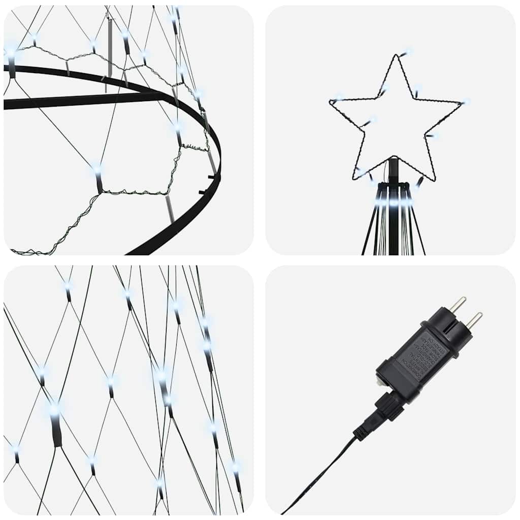 vidaXL LED Χριστουγεννιάτικο Δέντρο με βάση Ψυχρό λευκό 500 cm Μέταλλο