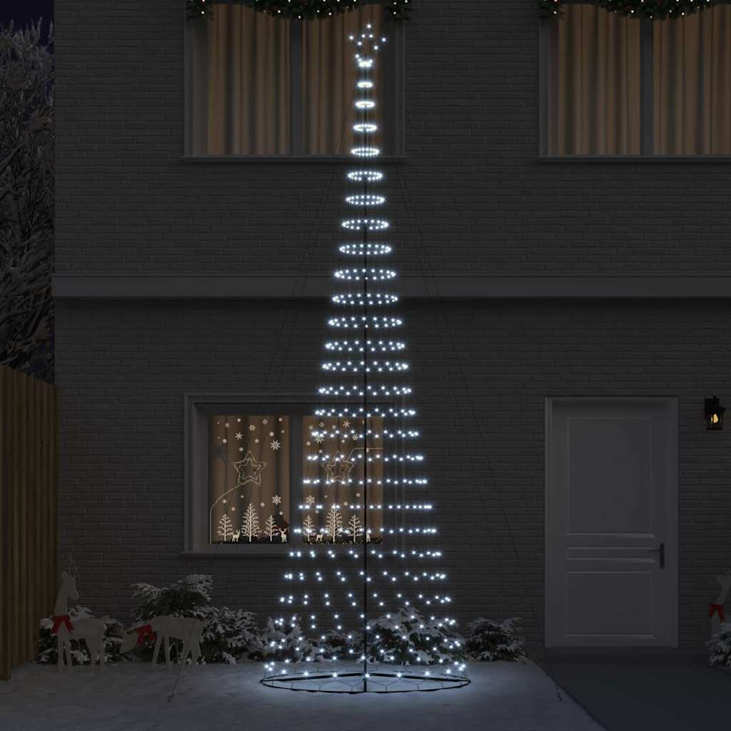 vidaXL LED Χριστουγεννιάτικο Δέντρο με βάση Ψυχρό λευκό 500 cm Μέταλλο
