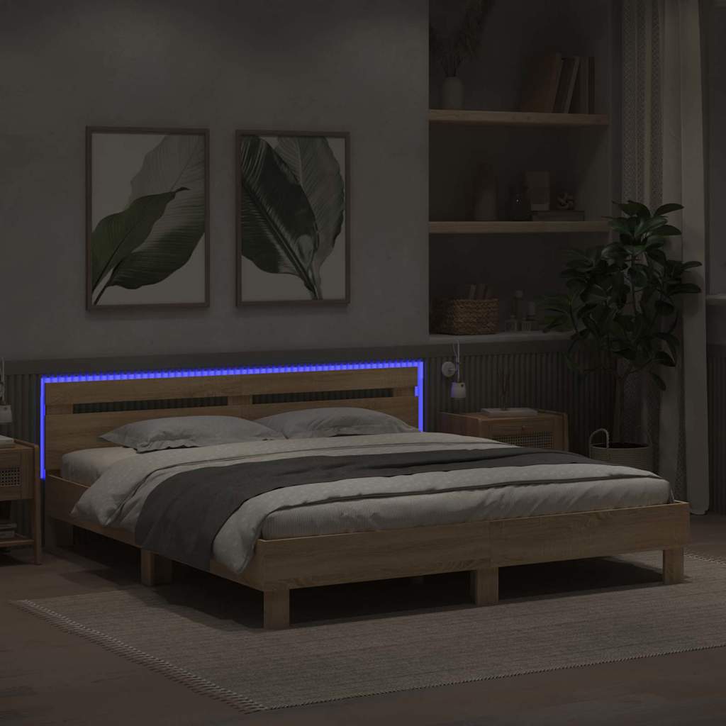 vidaXL Σκελετός Κρεβατιού Σονόμα 193 x 203 cm Επεξεργασμένο ξύλο