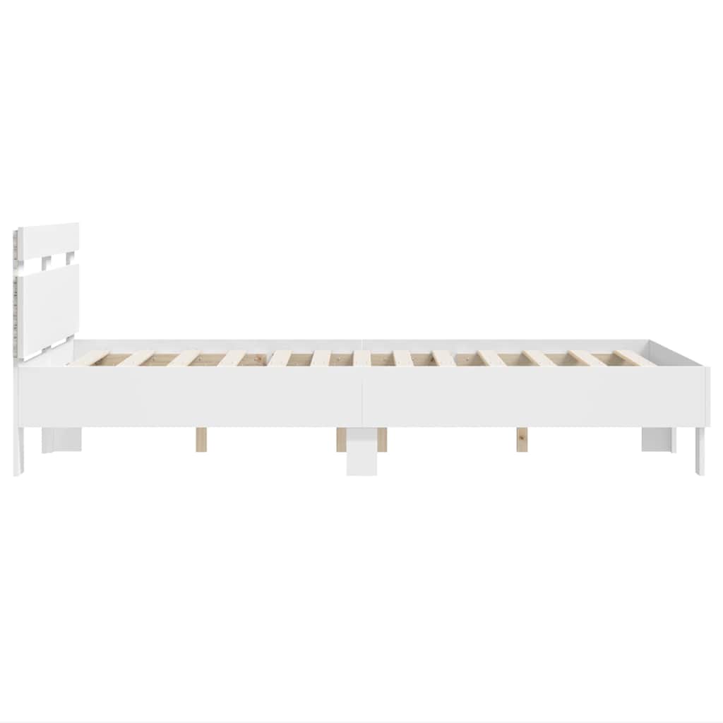 vidaXL Σκελετός Κρεβατιού με led Λευκό 137 x 190 cm Επεξεργασμένο ξύλο