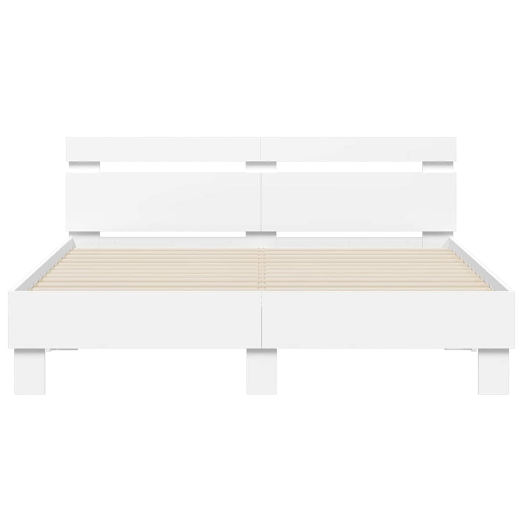 vidaXL Σκελετός Κρεβατιού με led Λευκό 152 x 203 cm Επεξεργασμένο ξύλο