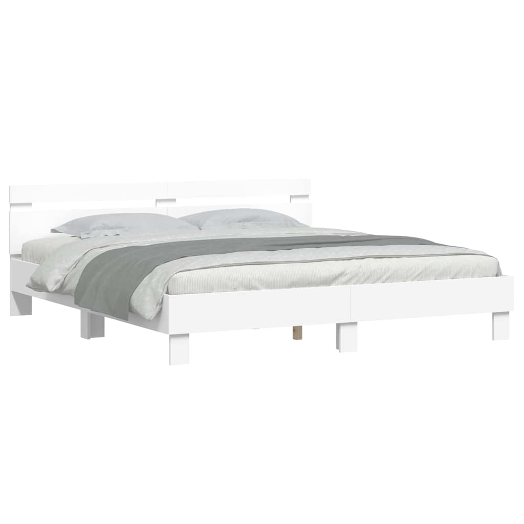 vidaXL Σκελετός Κρεβατιού με led Λευκό 193 x 203 cm Επεξεργασμένο ξύλο