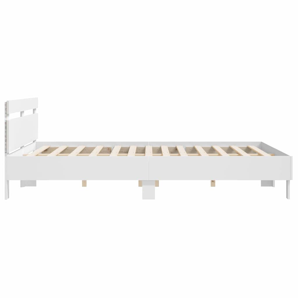 vidaXL Σκελετός Κρεβατιού με led Λευκό 193 x 203 cm Επεξεργασμένο ξύλο