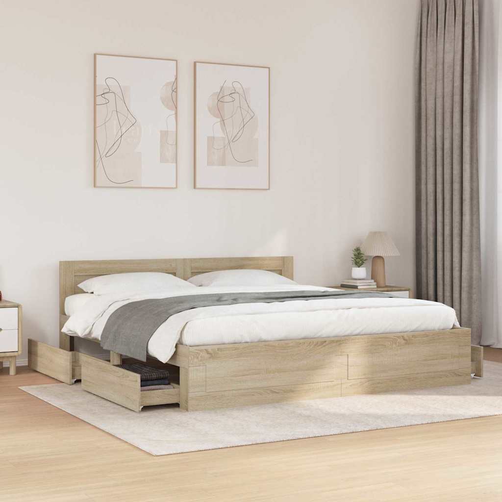 vidaXL Σκελετός Κρεβατιού Σονόμα 193 x 203 cm Επεξεργασμένο ξύλο