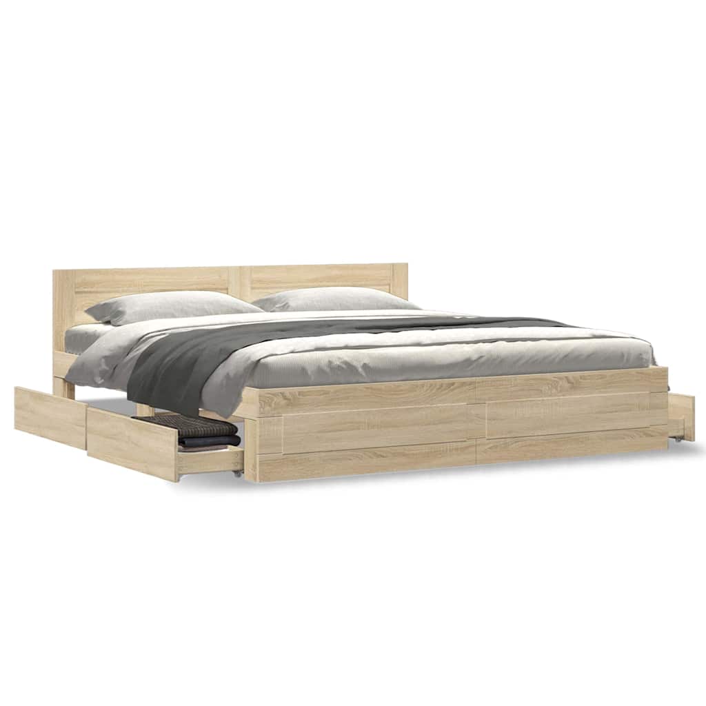vidaXL Σκελετός Κρεβατιού Σονόμα 193 x 203 cm Επεξεργασμένο ξύλο