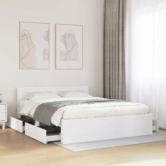 vidaXL Σκελετός Κρεβατιού Λευκός 150 x 200 cm Επεξεργασμένο ξύλο