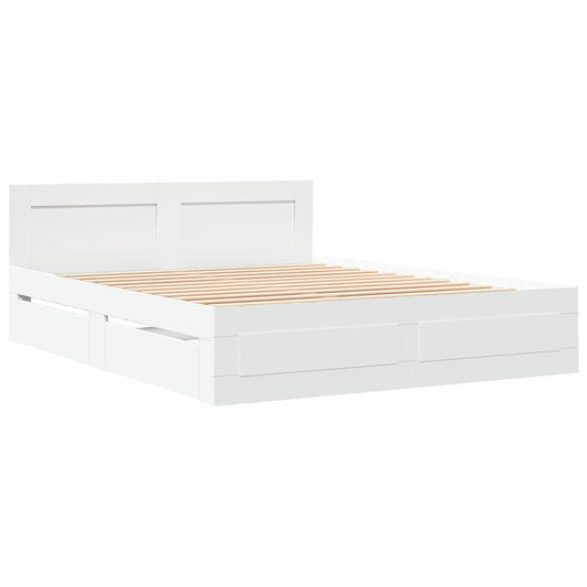 vidaXL Σκελετός Κρεβατιού Λευκός 150 x 200 cm Επεξεργασμένο ξύλο