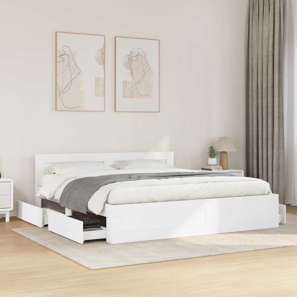 vidaXL Σκελετός Κρεβατιού Λευκός 193 x 203 cm Επεξεργασμένο ξύλο