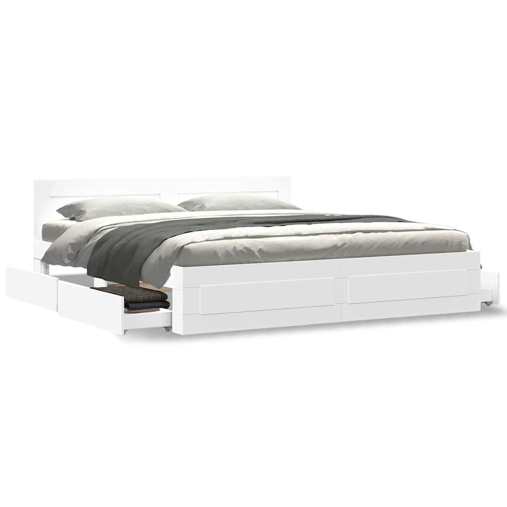 vidaXL Σκελετός Κρεβατιού Λευκός 193 x 203 cm Επεξεργασμένο ξύλο