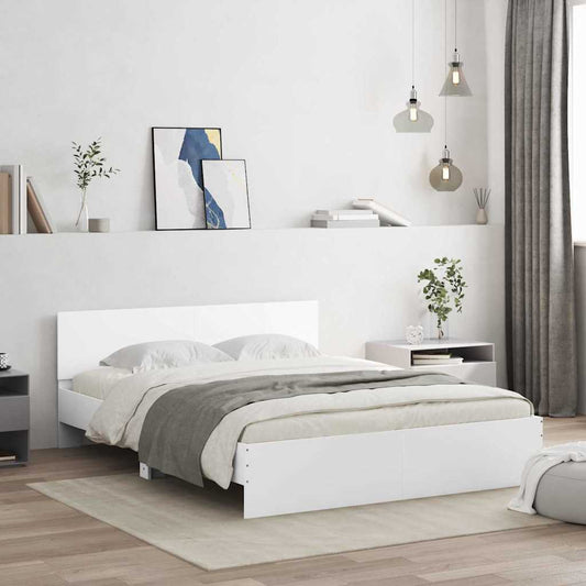 vidaXL Σκελετός Κρεβατιού Λευκό 152 x 203 cm Επεξεργασμένο ξύλο