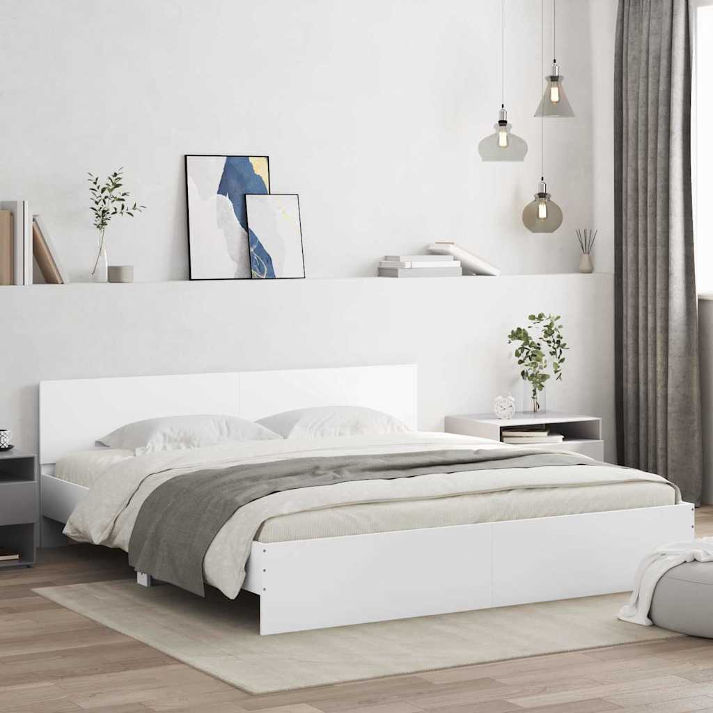 vidaXL Σκελετός Κρεβατιού Λευκό 193 x 203 cm Επεξεργασμένο ξύλο