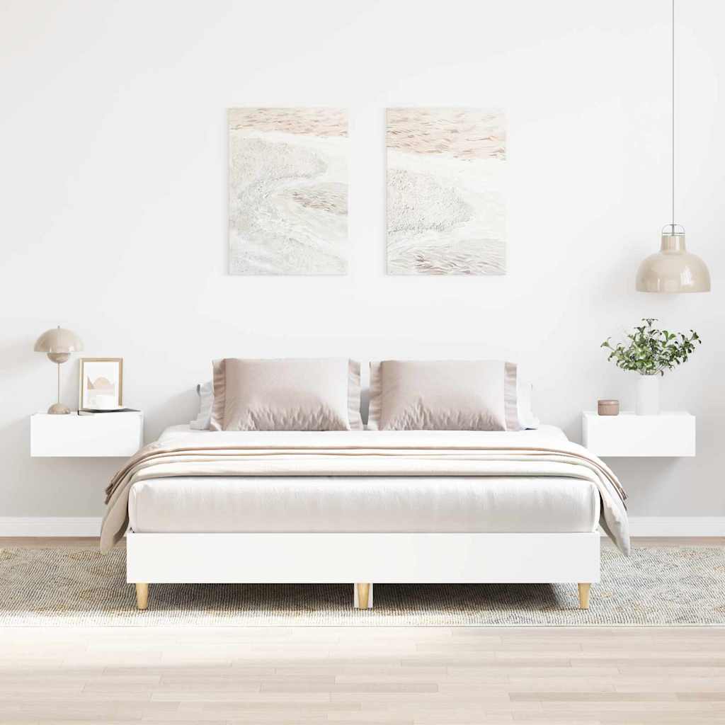 vidaXL Σκελετός Κρεβατιού 2 pcs Λευκό 152 x 203 cm Επεξεργασμένο ξύλο