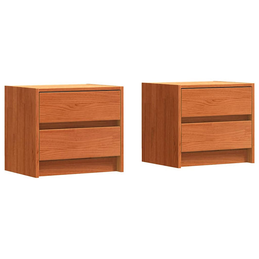 vidaXL Κομοδίνα 2 pcs Κερωτό καφέ 40 x 30.5 x 35.5 εκ Ξύλο Πεύκου