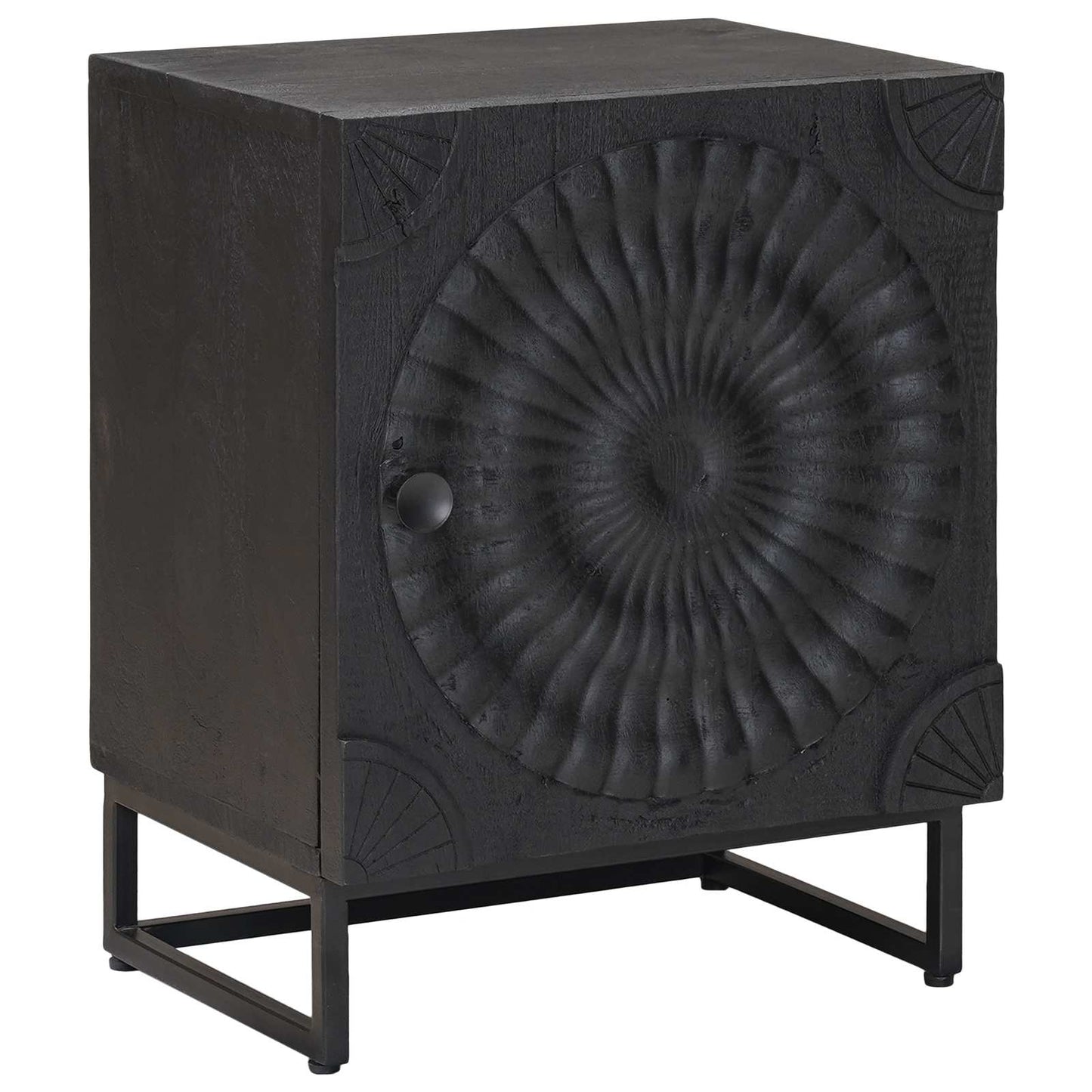 vidaXL Χειροποίητο Κομοδίνο Μαύρο 40 x 30 x 50 cm Στερεό ξύλο μάνγκο
