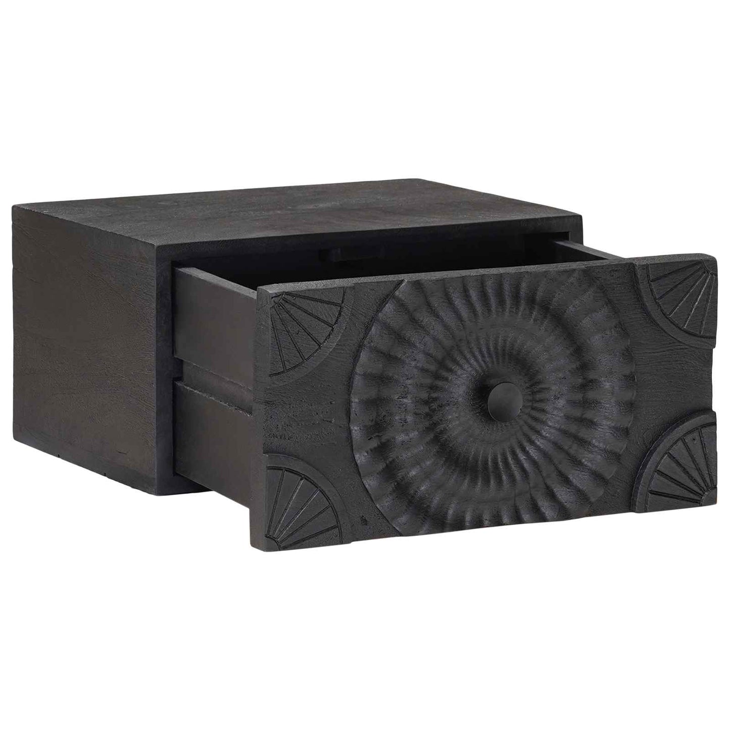 vidaXL Χειροποίητο Κομοδίνο Μαύρο 40 x 30 x 20 εκ Στερεό ξύλο μάνγκο