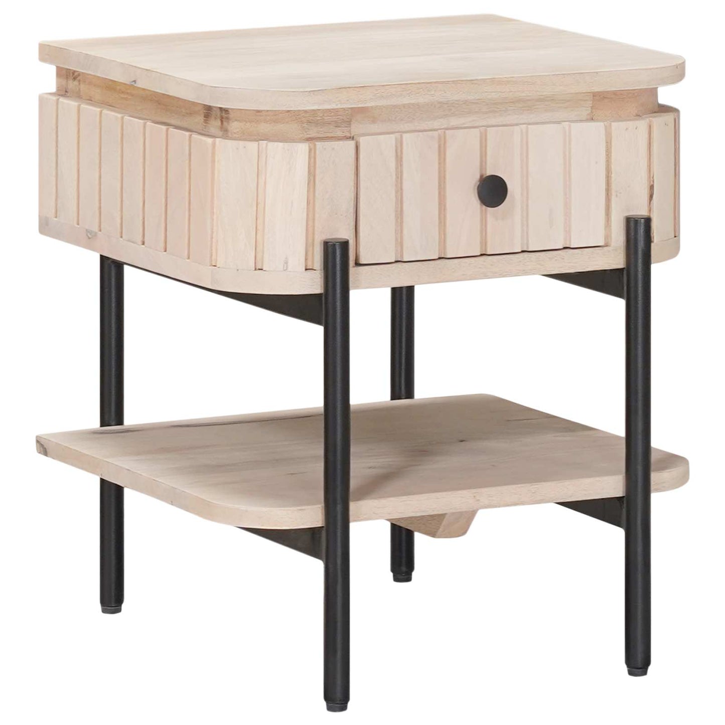 vidaXL Χειροποίητο Κομοδίνο Λευκό 40 x 35 x 45 εκ. Στερεό ξύλο μάνγκο