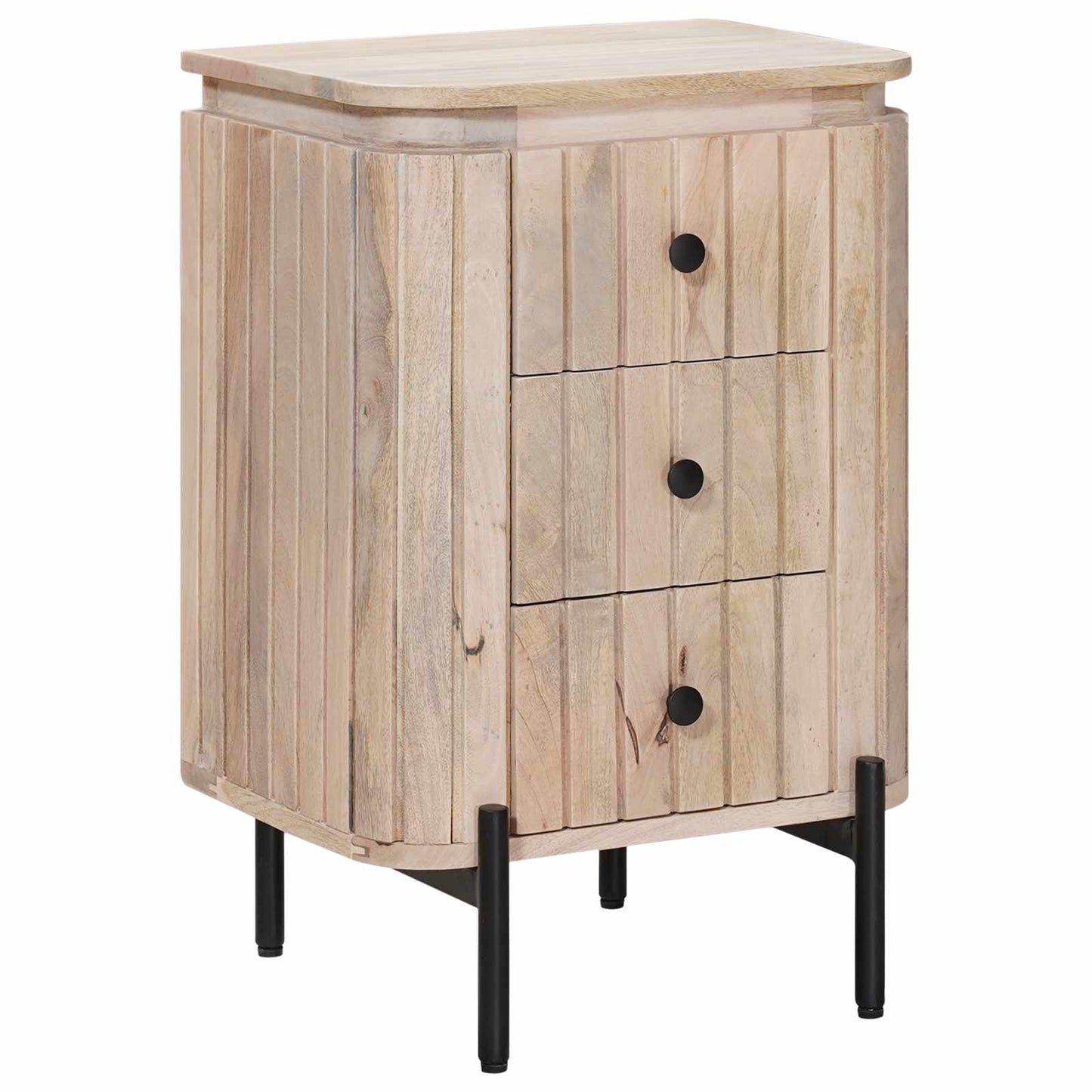 vidaXL Χειροποίητο Κομοδίνο Λευκό 40 x 30 x 60 cm Στερεό ξύλο μάνγκο