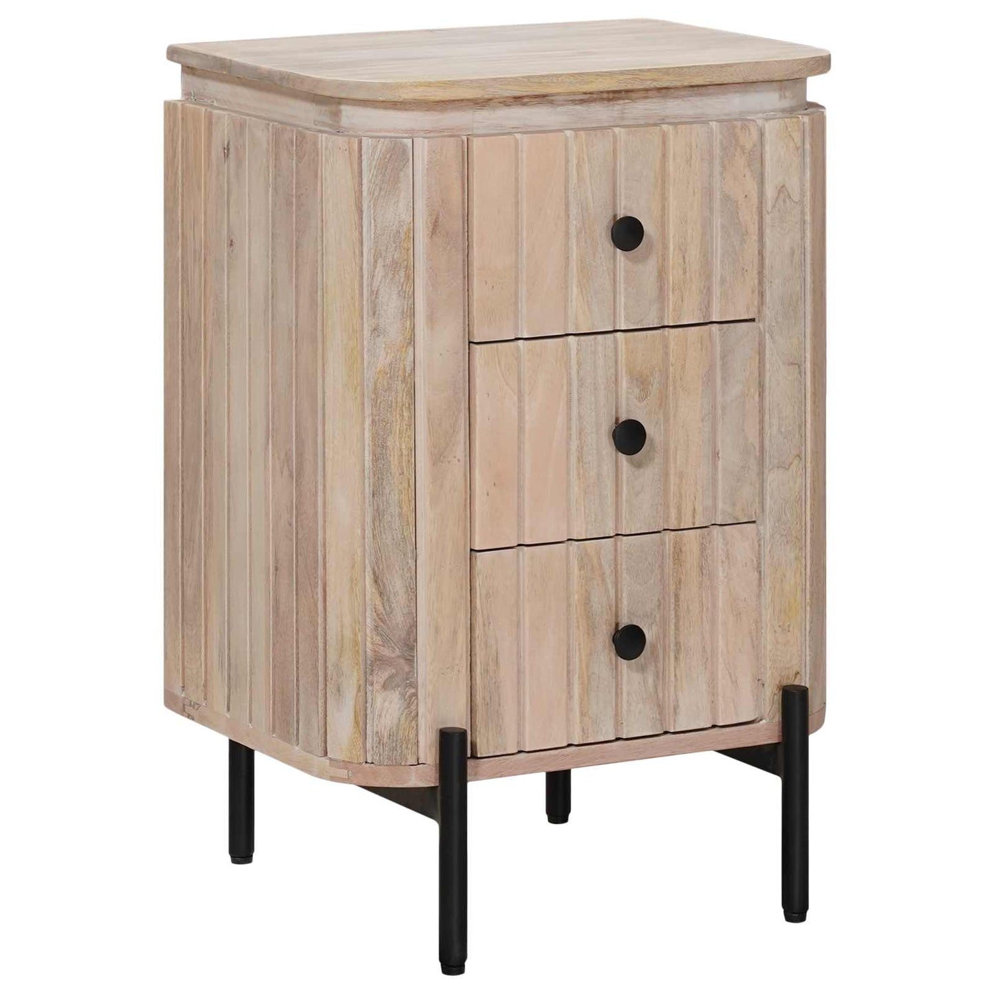 vidaXL Χειροποίητο Κομοδίνο Λευκό 40 x 30 x 60 cm Στερεό ξύλο μάνγκο