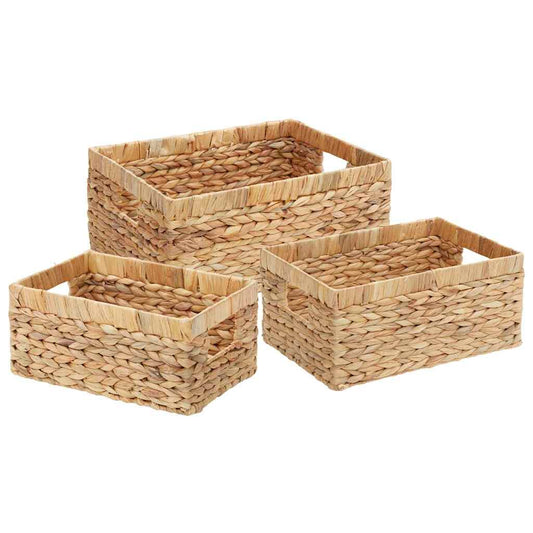 vidaXL Καλάθια Αποθήκευσης 3 pcs Φυσικό 40 x 30 x 18 εκ Υάκινθος νερού
