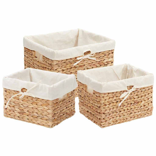 vidaXL Καλάθια Αποθήκευσης 3 pcs Φυσικό Υάκινθος νερού