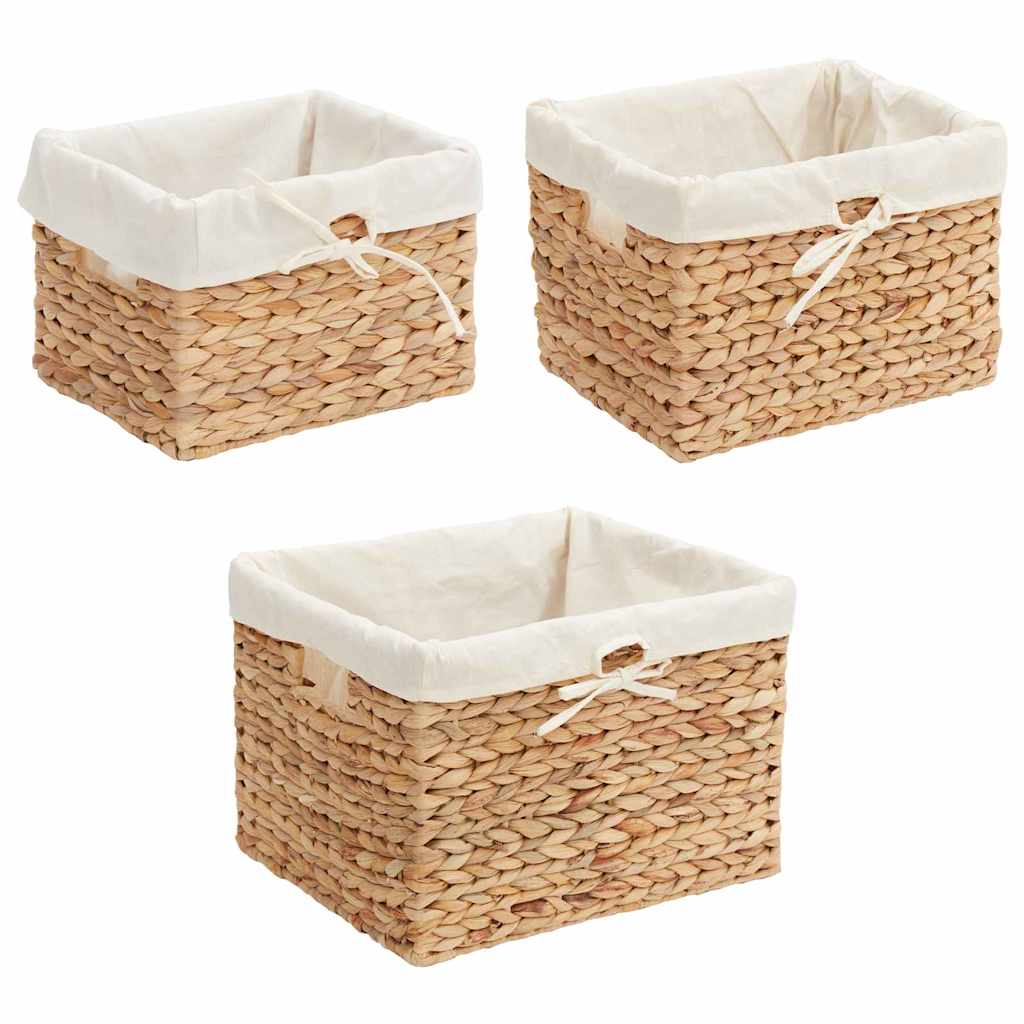 vidaXL Καλάθια Αποθήκευσης 3 pcs Φυσικό 35 x 30 x 25 εκ Υάκινθος νερού