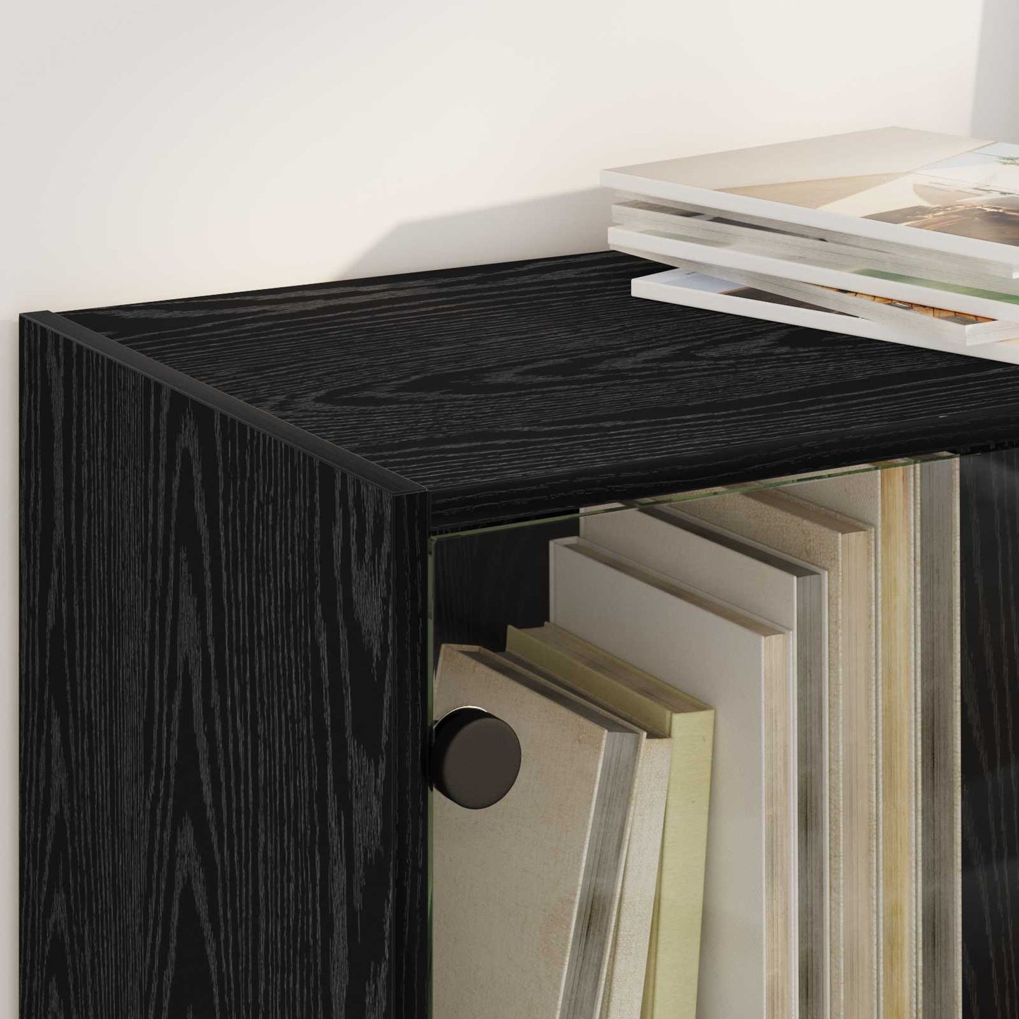 vidaXL Highboard Μαύρη Οξυά 68 x 37 x 142 εκ Επεξεργασμένο ξύλο