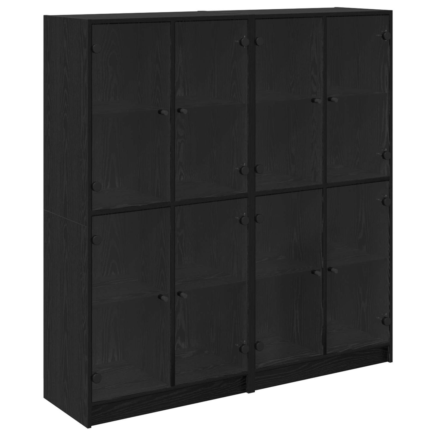 vidaXL Highboard 2 pcs Μαύρη Οξυά 68 x 37 x 142 εκ Επεξεργασμένο ξύλο