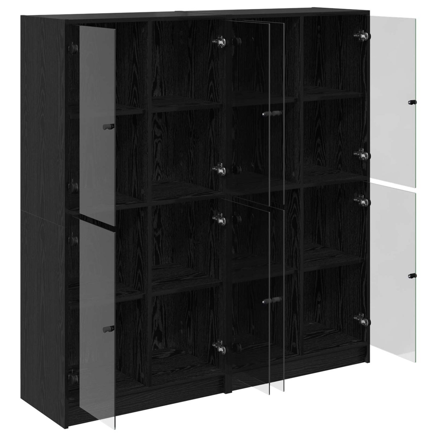 vidaXL Highboard 2 pcs Μαύρη Οξυά 68 x 37 x 142 εκ Επεξεργασμένο ξύλο