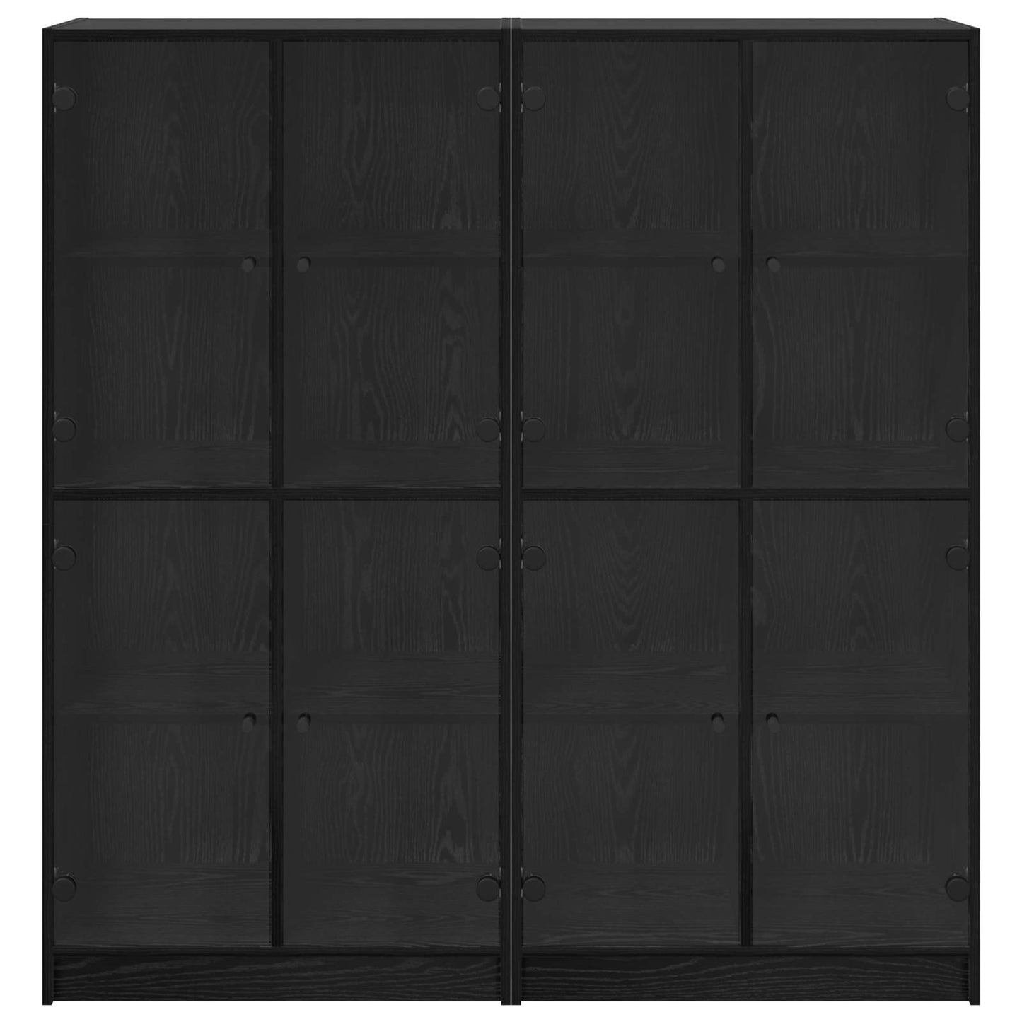 vidaXL Highboard 2 pcs Μαύρη Οξυά 68 x 37 x 142 εκ Επεξεργασμένο ξύλο