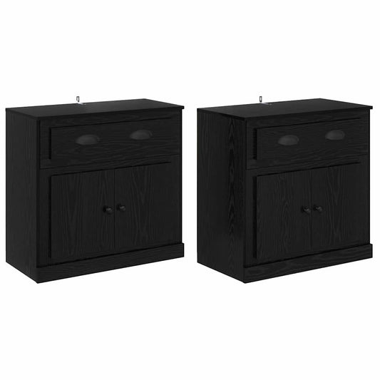 vidaXL Παραδοσιακά Πλευρικά Έπιπλα με συρτάρι 2 pcs Μαύρη Οξυά