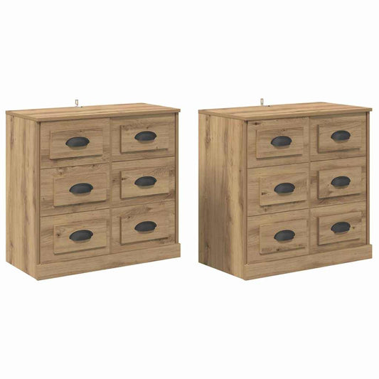 vidaXL Παραδοσιακά Πλευρικά Έπιπλα με συρτάρι 2 pcs Artisan Oak