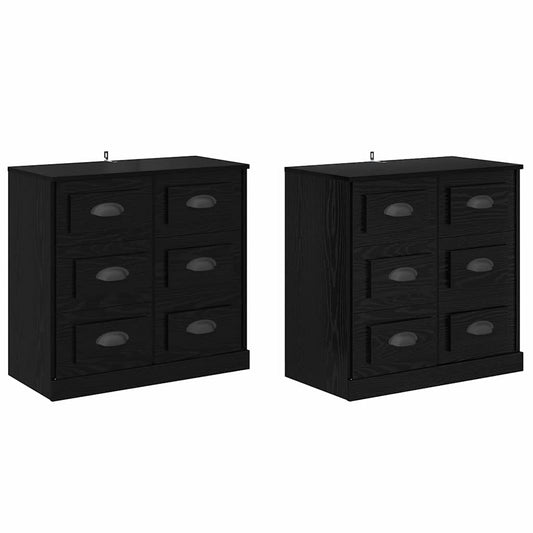 vidaXL Παραδοσιακά Πλευρικά Έπιπλα με συρτάρι 2 pcs Μαύρη Οξυά