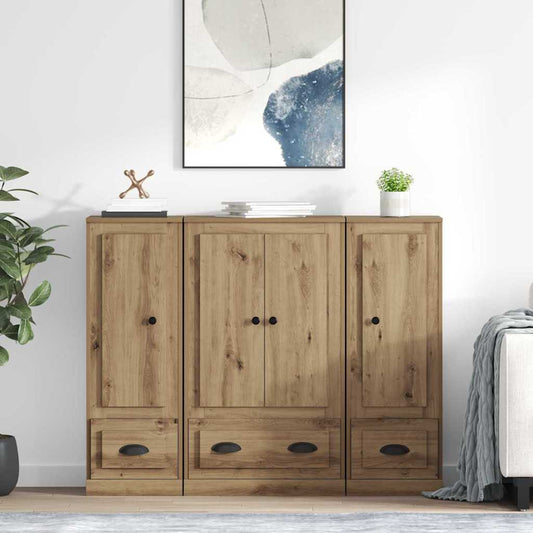 vidaXL Highboard με συρτάρι 3 pcs Artisan Oak Επεξεργασμένο ξύλο