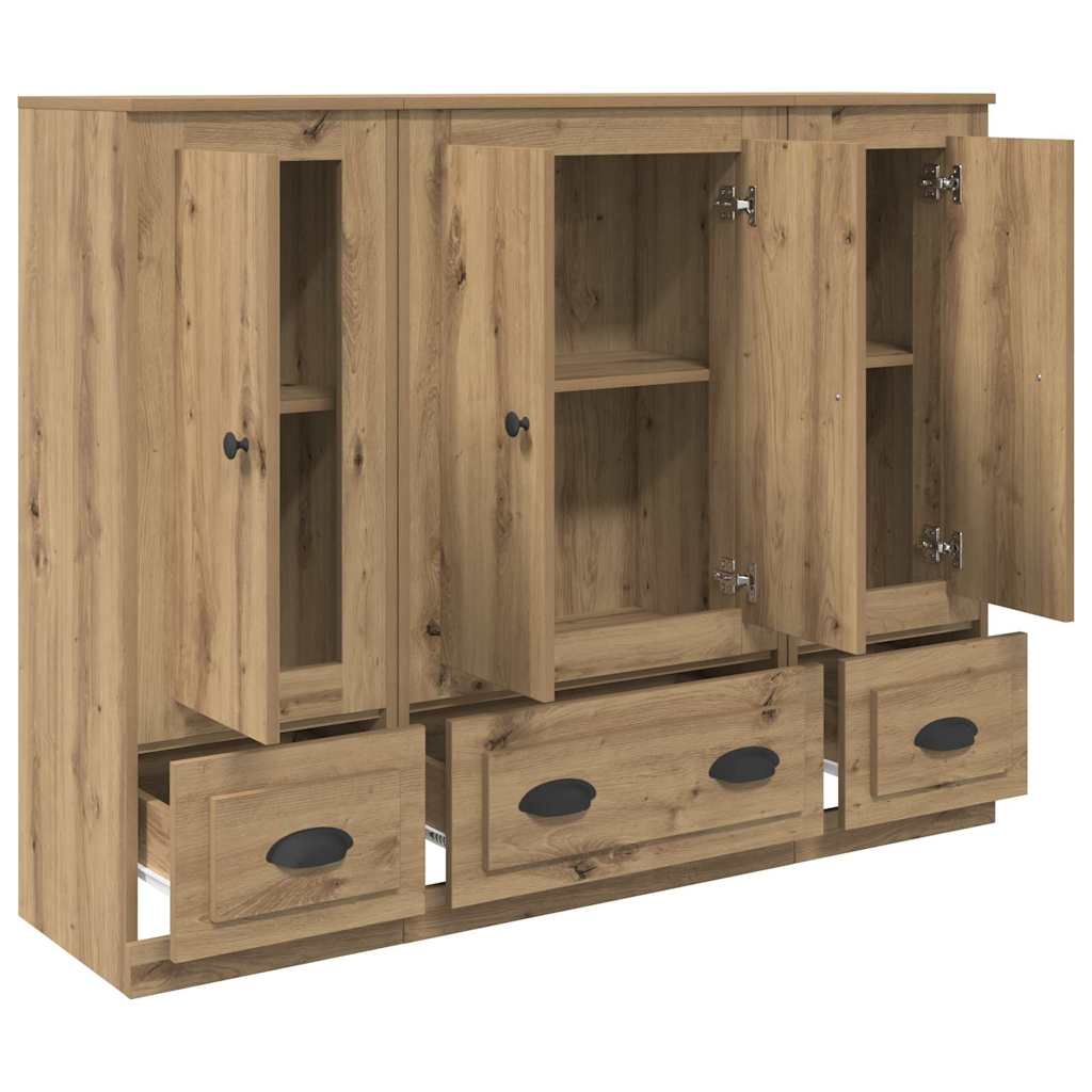 vidaXL Highboard με συρτάρι 3 pcs Artisan Oak Επεξεργασμένο ξύλο