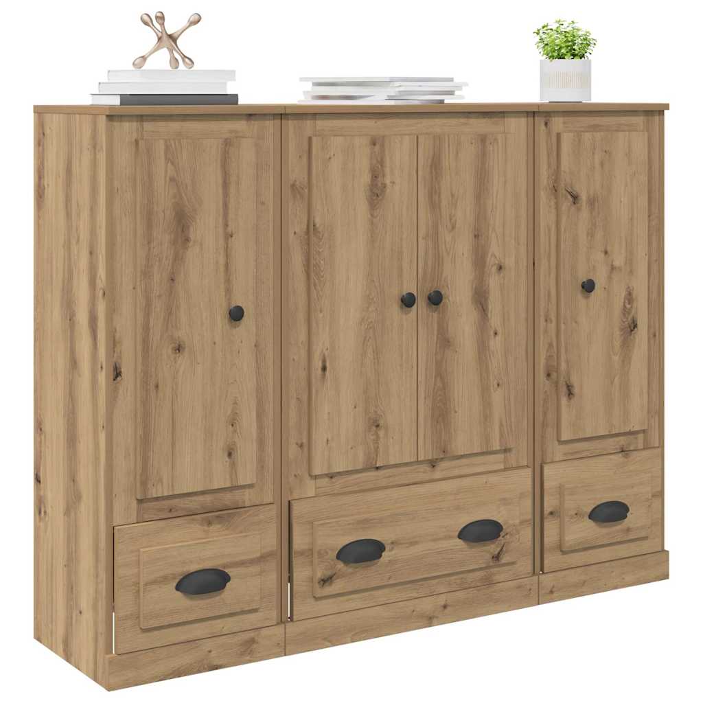 vidaXL Highboard με συρτάρι 3 pcs Artisan Oak Επεξεργασμένο ξύλο