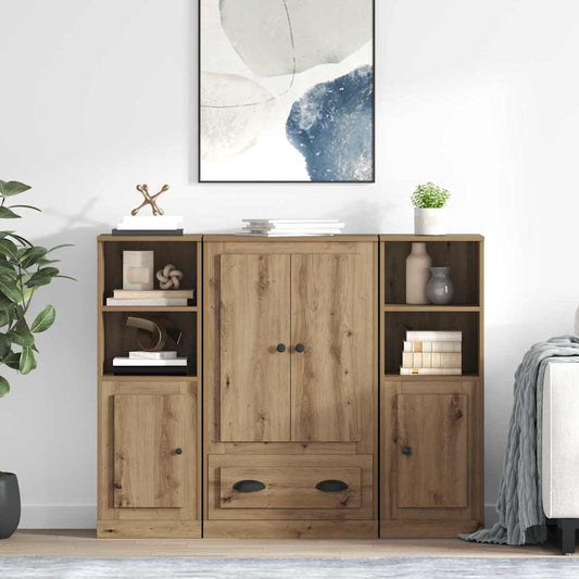 vidaXL Highboard με συρτάρι 3 pcs Artisan Oak Επεξεργασμένο ξύλο