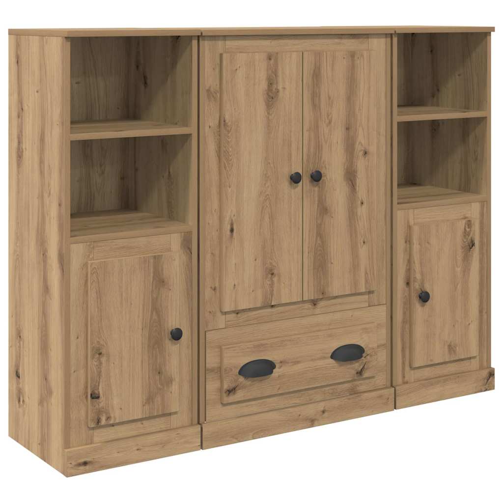 vidaXL Highboard με συρτάρι 3 pcs Artisan Oak Επεξεργασμένο ξύλο