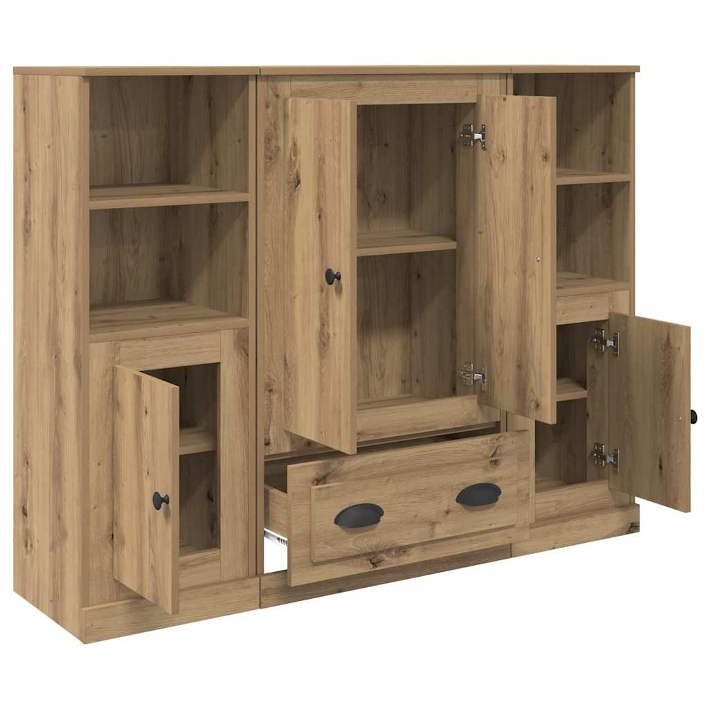 vidaXL Highboard με συρτάρι 3 pcs Artisan Oak Επεξεργασμένο ξύλο