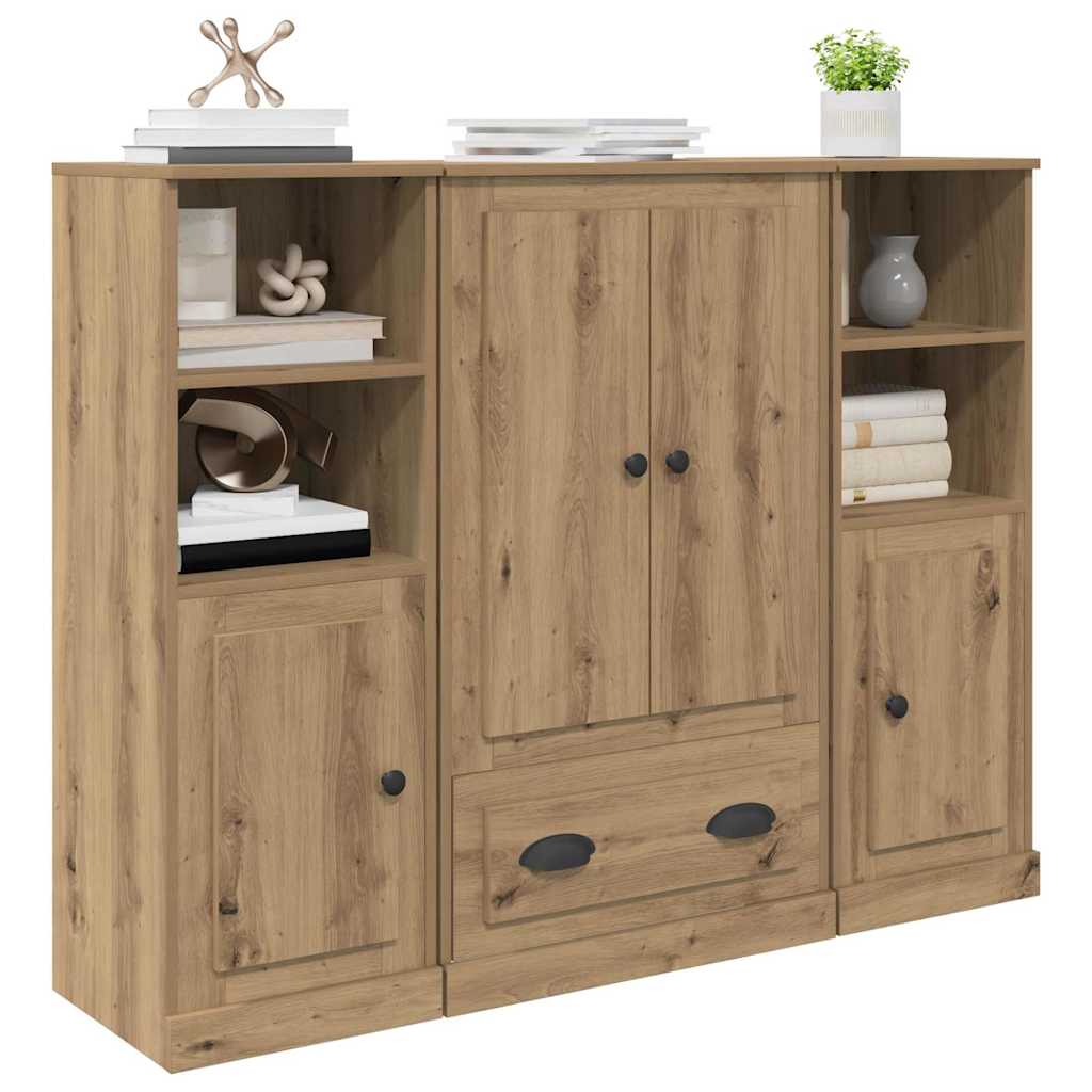 vidaXL Highboard με συρτάρι 3 pcs Artisan Oak Επεξεργασμένο ξύλο