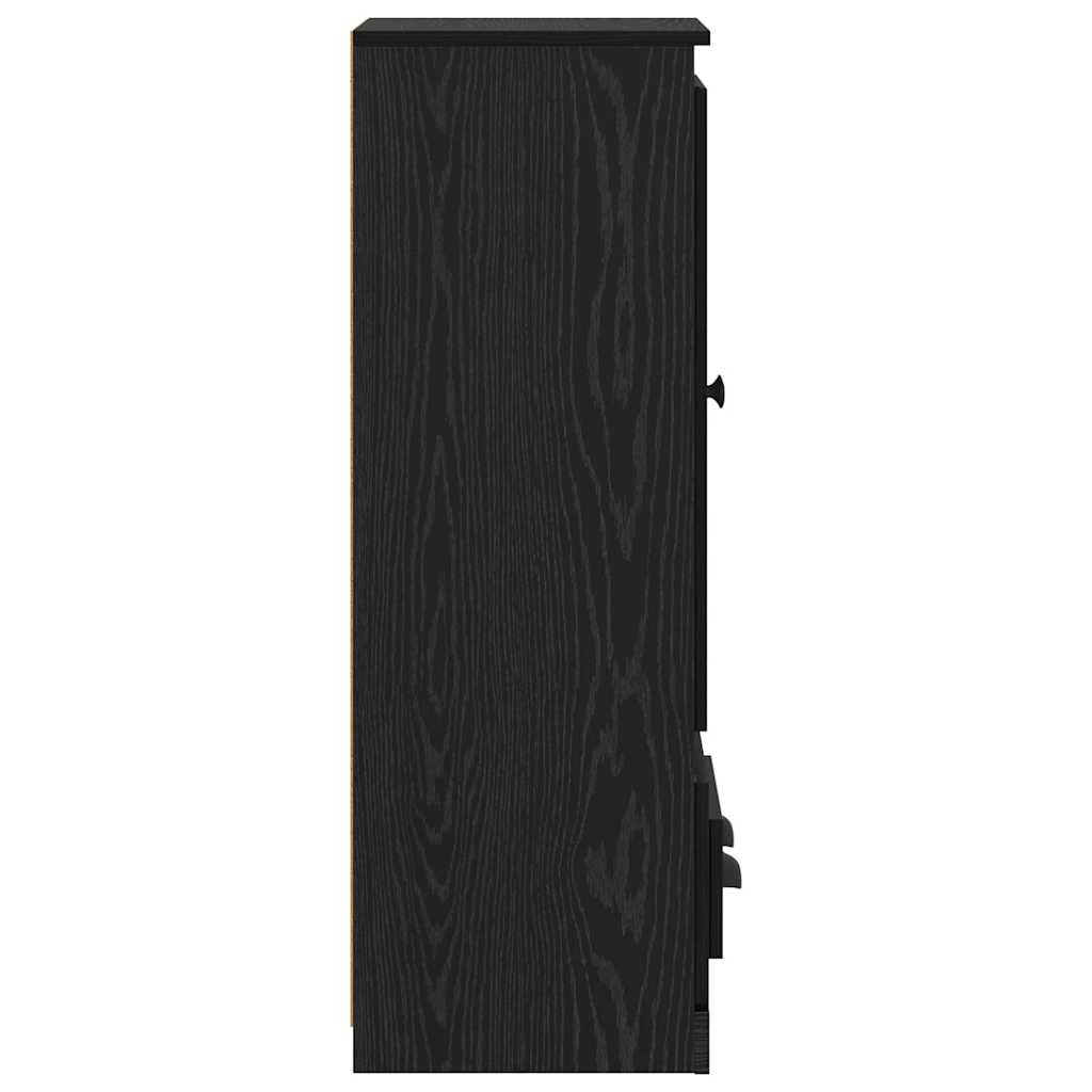 vidaXL Highboard με συρτάρι 3 pcs Μαύρη Οξυά Επεξεργασμένο ξύλο