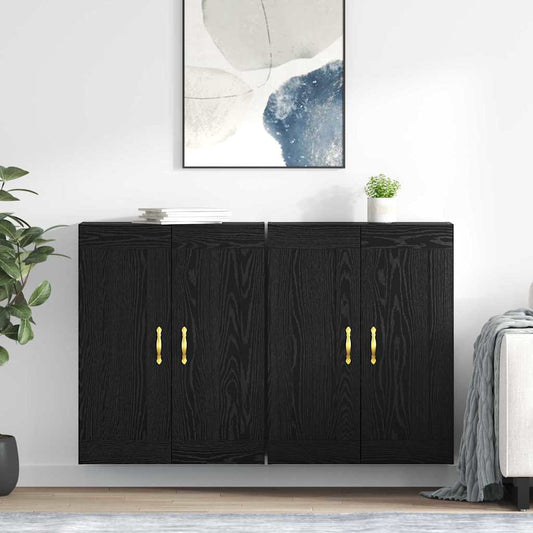 vidaXL Ντουλάπα τοίχου Επιτοίχιο 2 pcs Μαύρη Οξυά 69,5 x 34 x 90 εκ.