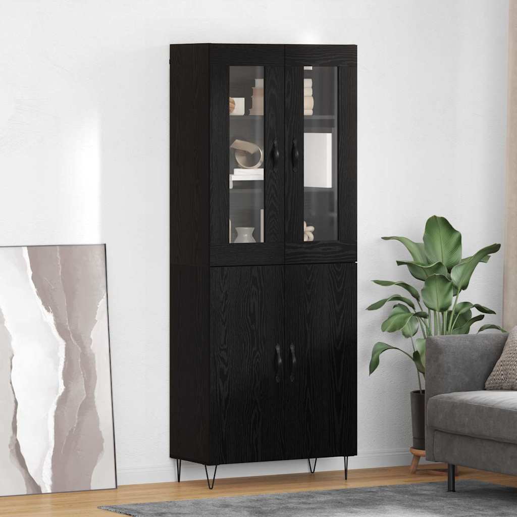 vidaXL Highboard Λευκός και Μαύρος Δρυς 69,5 x 34 x 180 εκ.