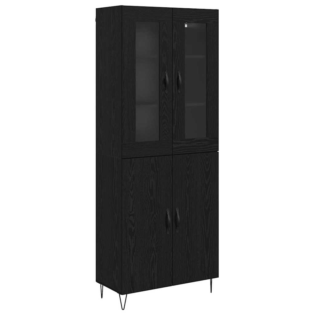 vidaXL Highboard Λευκός και Μαύρος Δρυς 69,5 x 34 x 180 εκ.