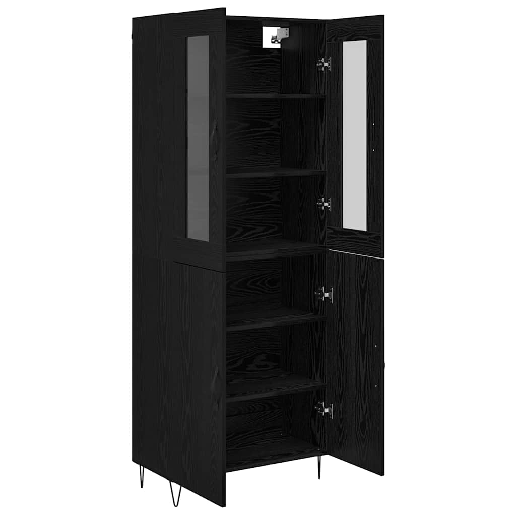vidaXL Highboard Λευκός και Μαύρος Δρυς 69,5 x 34 x 180 εκ.