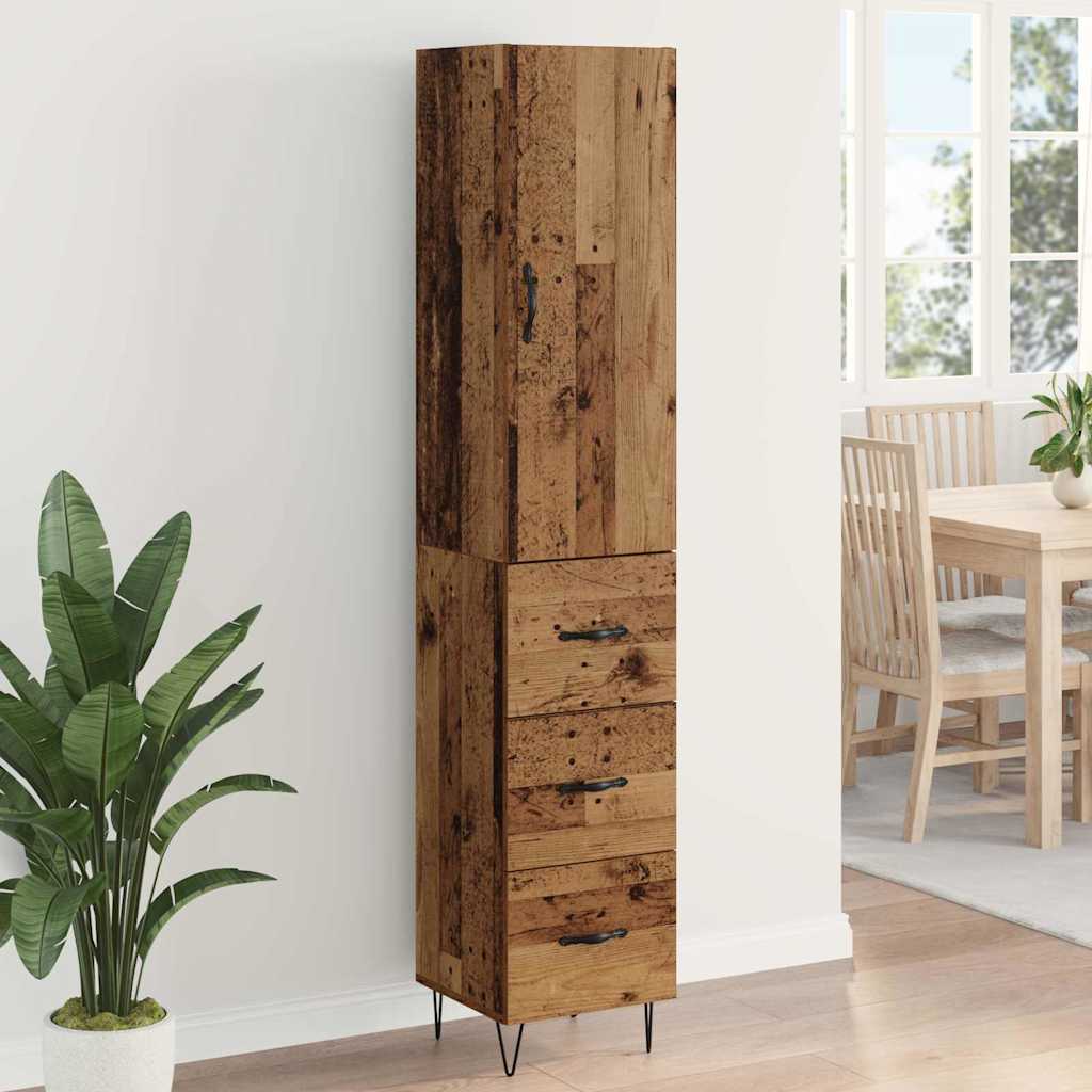 vidaXL Highboard Παλιό Ξύλο 34,5 x 34 x 90 εκ. Επεξεργασμένο ξύλο