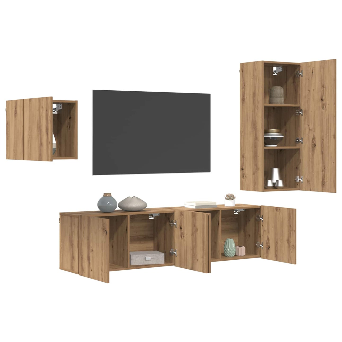 vidaXL Ντουλάπι TV Επιτοίχιο 4 pcs Artisan Oak Επεξεργασμένο ξύλο