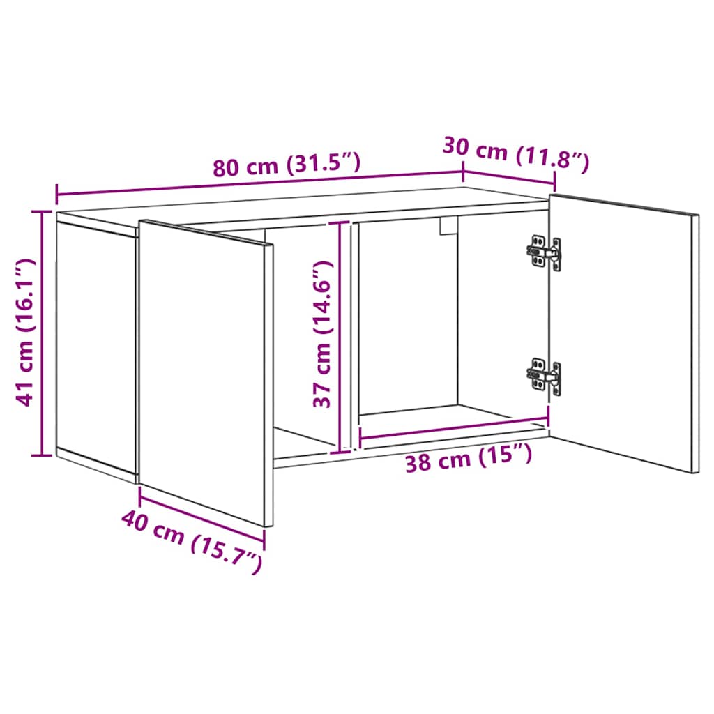 vidaXL Μονάδα Τοίχου Τηλεόρασης 5 pcs Μαύρη Οξυά Επεξεργασμένο ξύλο