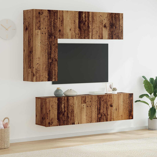 vidaXL Μονάδα Τοίχου Τηλεόρασης 5 pcs Παλιό Ξύλο Επεξεργασμένο ξύλο