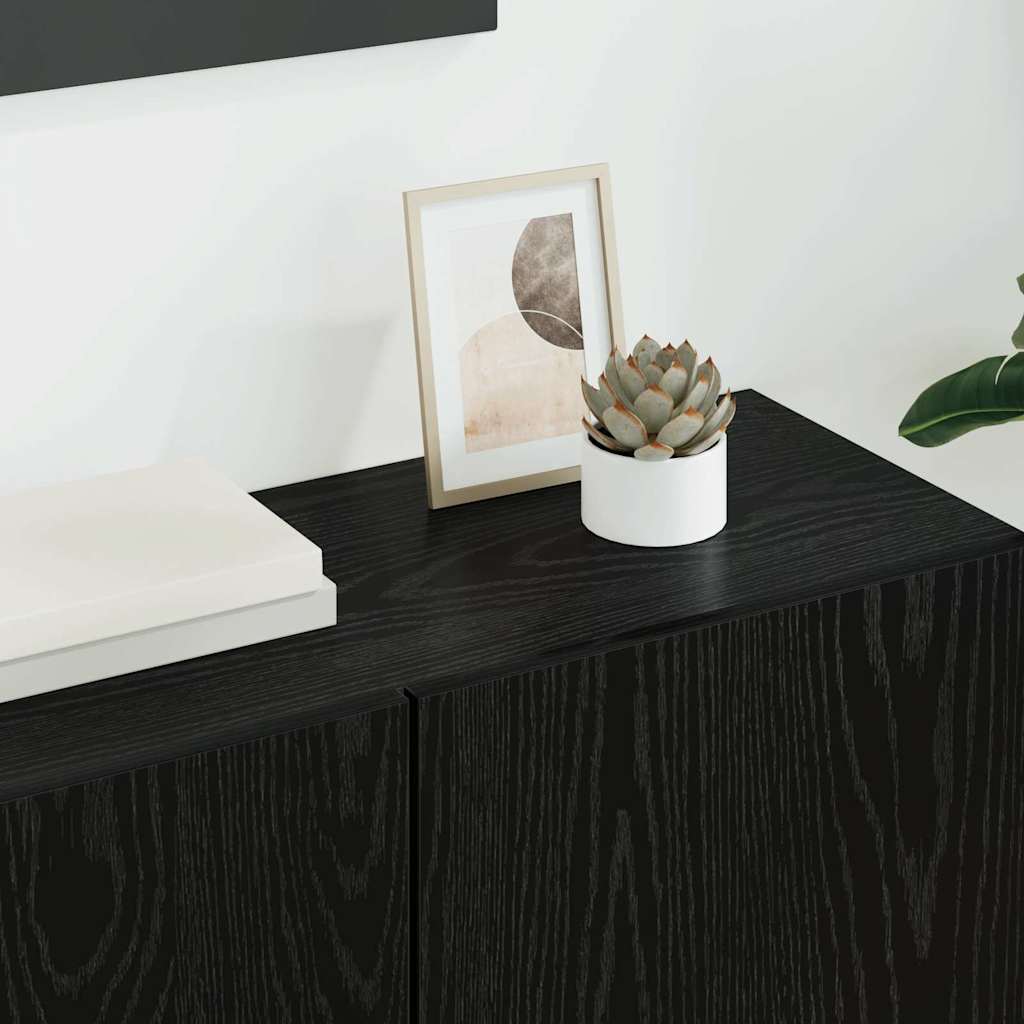 vidaXL Μονάδα Τοίχου Τηλεόρασης 5 pcs Μαύρη Οξυά Επεξεργασμένο ξύλο