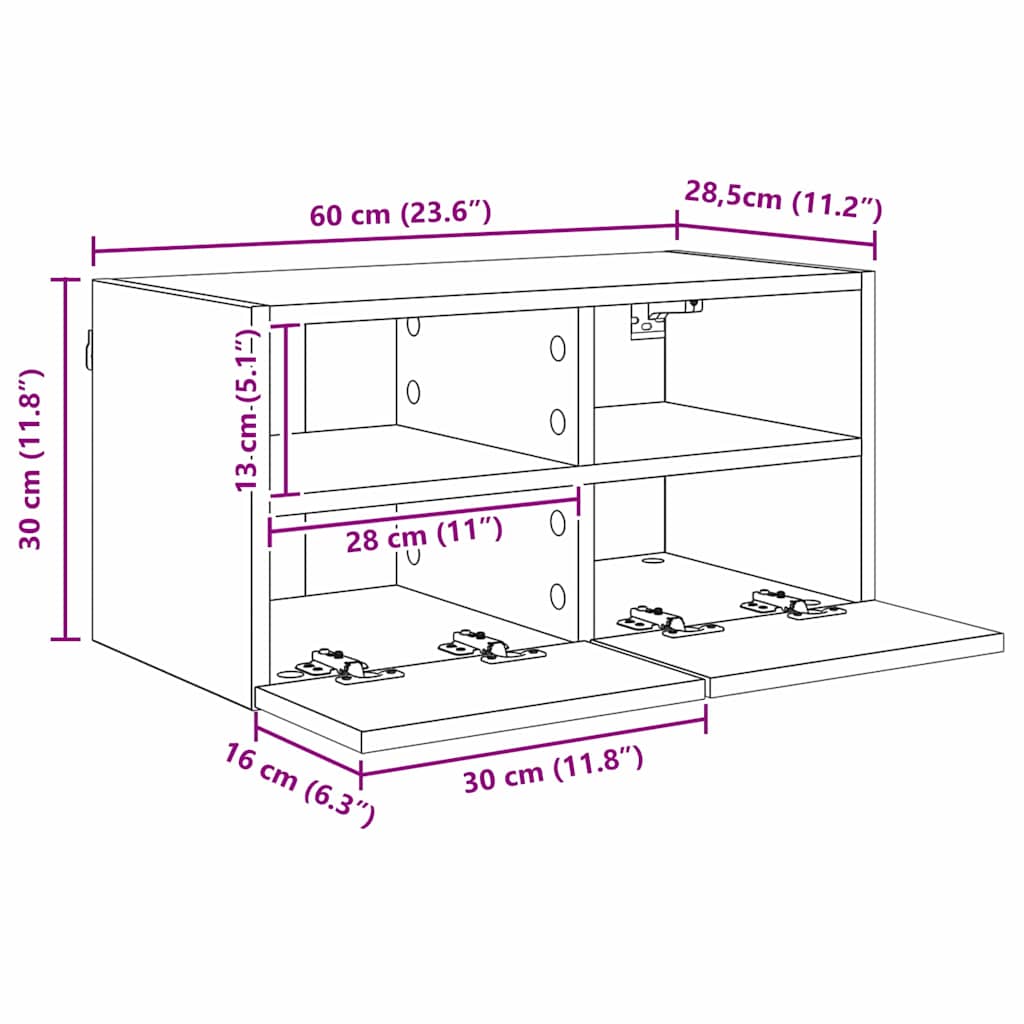 vidaXL Μονάδες Τοίχου Τηλεόρασης 4 pcs Μαύρη Οξυά Επεξεργασμένο ξύλο